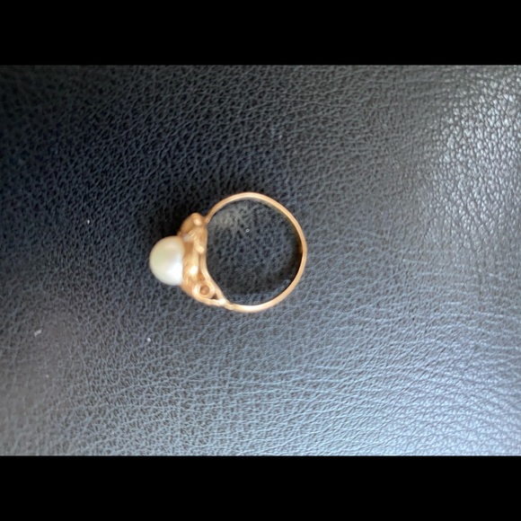 14K Gold and genuine Pearl with diamond chips ring - Picture 6 of 14